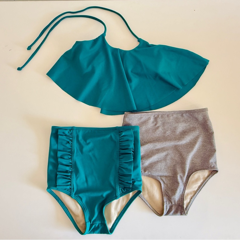 Kortni Jeane | Girls Size 2/3 | Swimwear Bundle Set Teal + Gray Swimwear Set